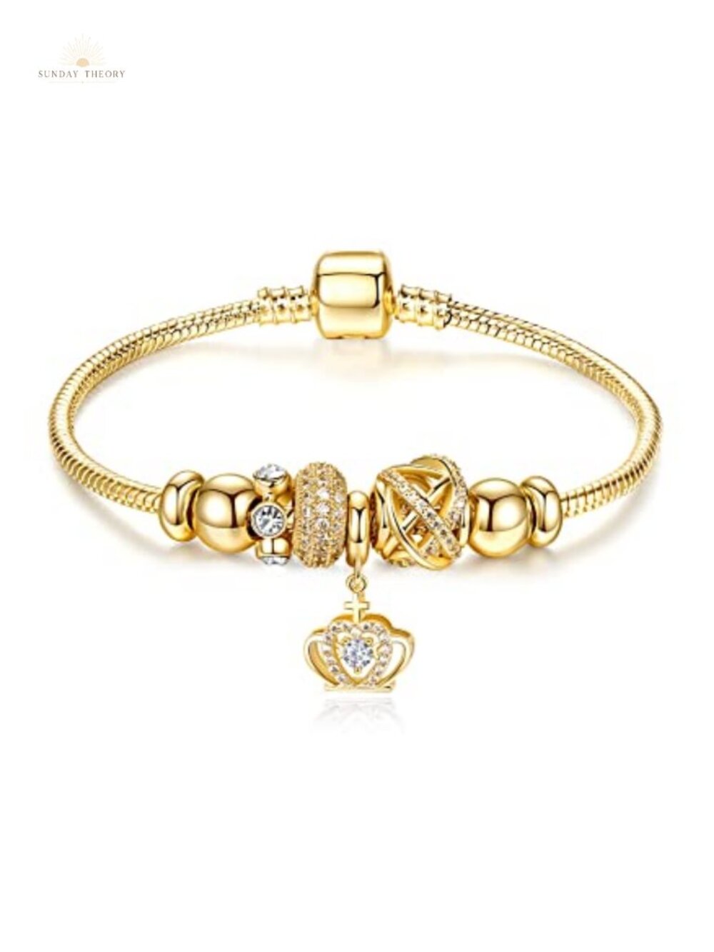 14K Gold Plated Charm Bracelet for Women, Link Bracelet, Gift for Mom